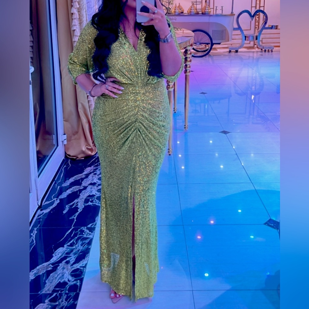 Unmatchedbyu Mara Lime Green Sequin Maxi Dress